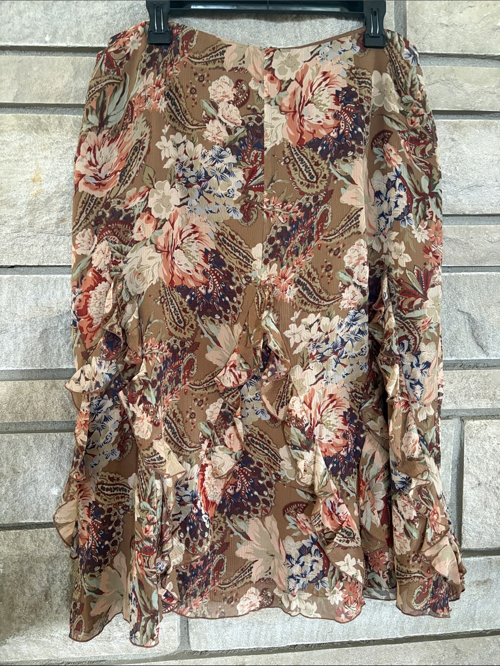 Peter Nygard Silk Floral Ruffle A-Line Skirt